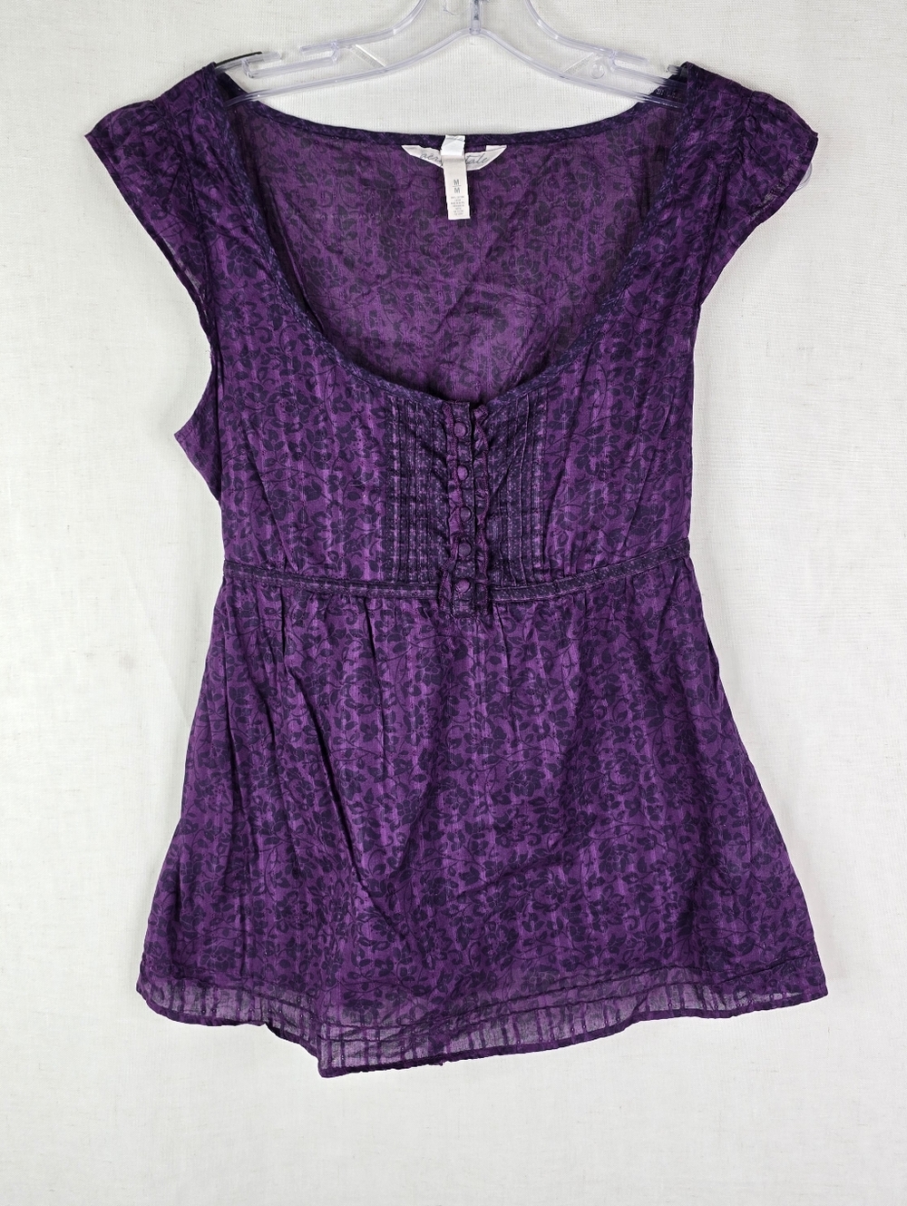 Vintage Y2k Aeropostale Medium Purple Floral Babydoll Cottagecore Top Coquette